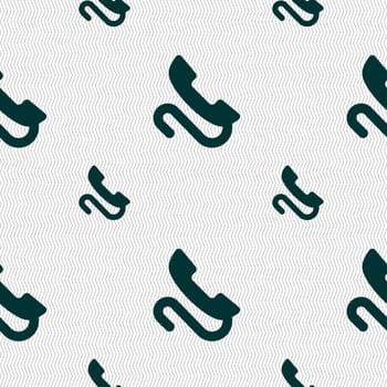 retro telephone handset icon sign. Seamless pattern with geometric texture. illustration