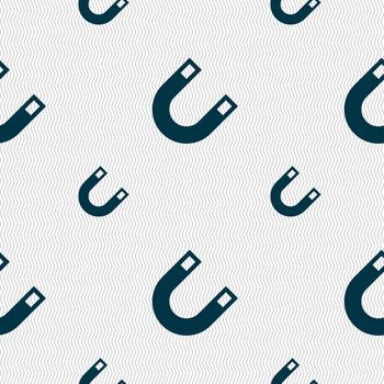 magnet, horseshoe icon sign. Seamless pattern with geometric texture. illustration