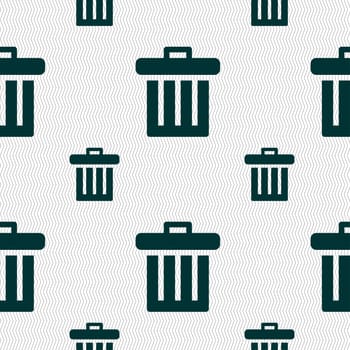 Recycle bin icon sign. Seamless pattern with geometric texture. illustration