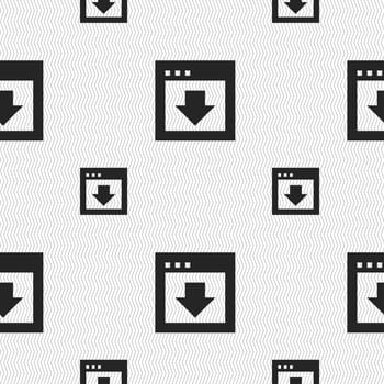 Arrow down, Download, Load, Backup icon sign. Seamless pattern with geometric texture. illustration