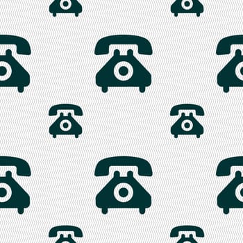 retro telephone handset icon sign. Seamless pattern with geometric texture. illustration