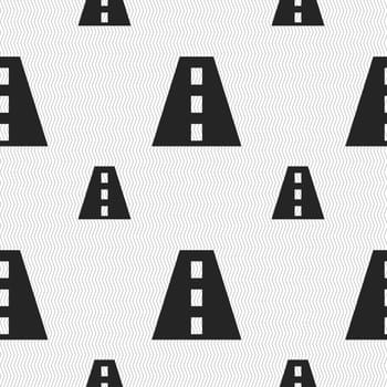 Road icon sign. Seamless pattern with geometric texture. illustration