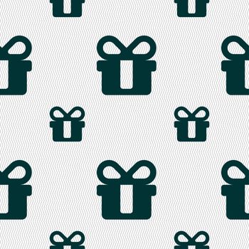 gift icon sign. Seamless pattern with geometric texture. illustration