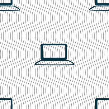 Laptop sign icon. Notebook pc with graph symbol. Monitoring. Seamless pattern with geometric texture. illustration