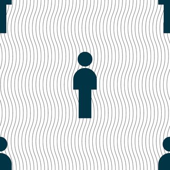 Human sign icon. Man Person symbol. Male toilet. Seamless pattern with geometric texture. illustration