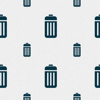 The trash icon sign. Seamless pattern with geometric texture. illustration