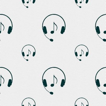 headsets icon sign. Seamless pattern with geometric texture. illustration