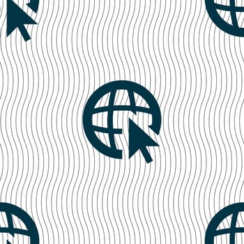 Internet sign icon. World wide web symbol. Cursor pointer. Seamless pattern with geometric texture. illustration