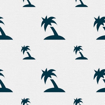 Palm Tree, Travel trip icon sign. Seamless pattern with geometric texture. illustration