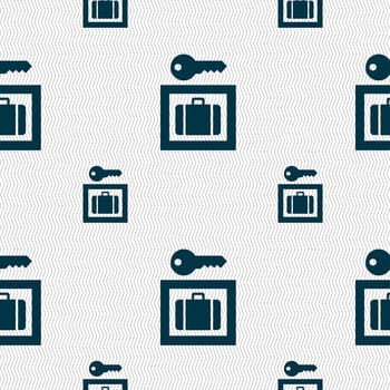 Luggage Storage icon sign. Seamless pattern with geometric texture. illustration