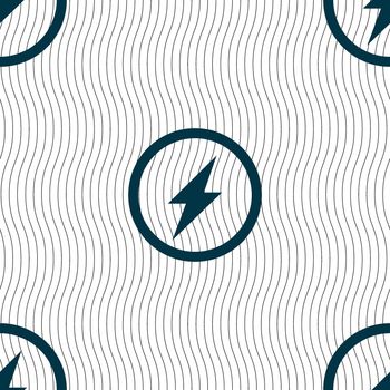 Photo flash sign icon. Lightning symbol. Seamless pattern with geometric texture. illustration