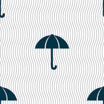 Umbrella sign icon. Rain protection symbol. Seamless pattern with geometric texture. illustration