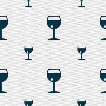 glass of wine icon sign. Seamless pattern with geometric texture. illustration