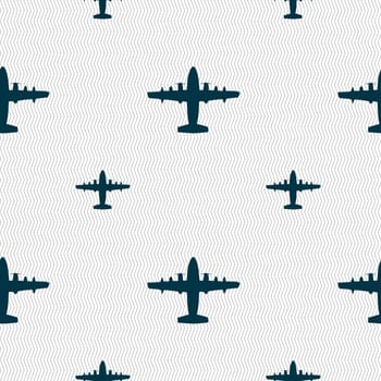 aircraft icon sign. Seamless pattern with geometric texture. illustration