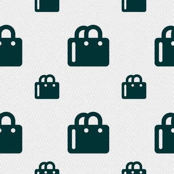 shopping bag icon sign. Seamless pattern with geometric texture. illustration