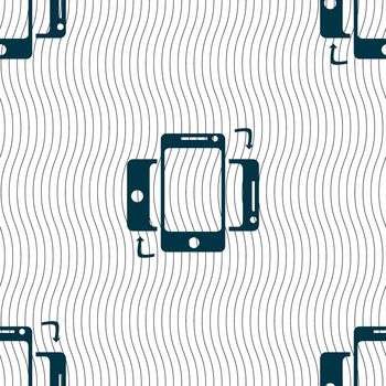 Synchronization sign icon. smartphones sync symbol. Data exchange. Seamless pattern with geometric texture. illustration