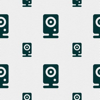 Web cam icon sign. Seamless pattern with geometric texture. illustration