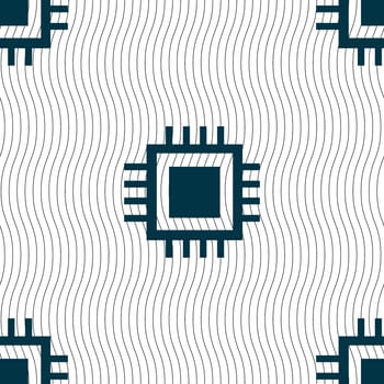 Central Processing Unit Icon. Technology scheme circle symbol. Seamless pattern with geometric texture. illustration