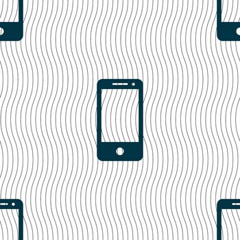 Smartphone sign icon. Support symbol. Call center. Seamless pattern with geometric texture. illustration