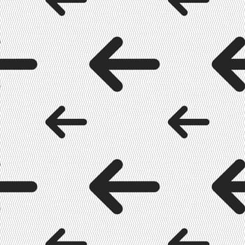 Arrow left, Way out icon sign. Seamless pattern with geometric texture. illustration