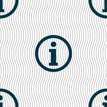 Information sign icon. Info speech bubble symbol. Seamless pattern with geometric texture. illustration