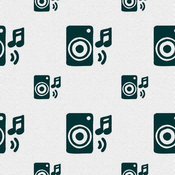 music column, disco, music, melody, speaker icon sign. Seamless pattern with geometric texture. illustration