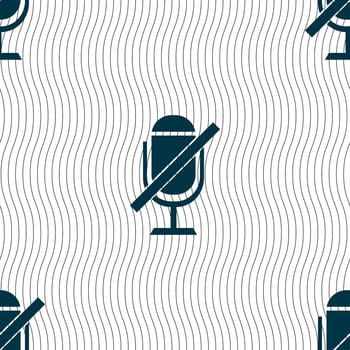 No Microphone sign icon. Speaker symbol. Seamless pattern with geometric texture. illustration