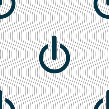 Power sign icon. Switch on symbol. Seamless pattern with geometric texture. illustration