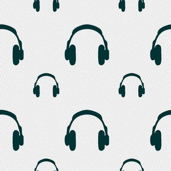 headsets icon sign. Seamless pattern with geometric texture. illustration