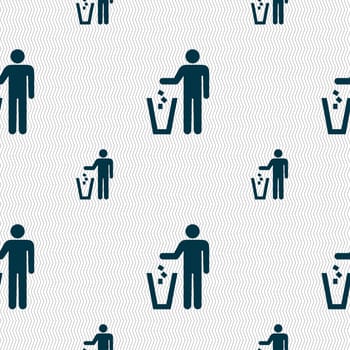 throw away the trash icon sign. Seamless pattern with geometric texture. illustration