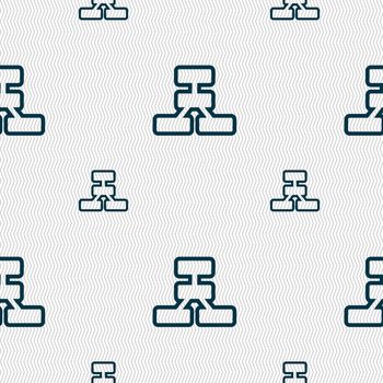 Network icon sign. Seamless pattern with geometric texture. illustration