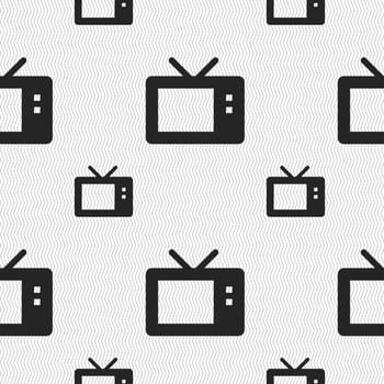 Retro TV mode icon sign. Seamless pattern with geometric texture. illustration