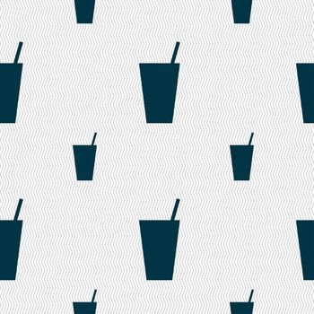 cocktail icon sign. Seamless pattern with geometric texture. illustration