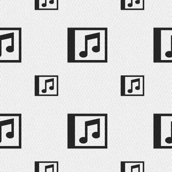 Audio, MP3 file icon sign. Seamless pattern with geometric texture. illustration