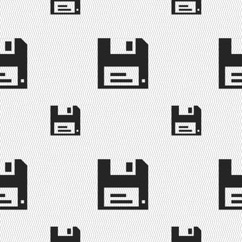 floppy icon sign. Seamless pattern with geometric texture. illustration