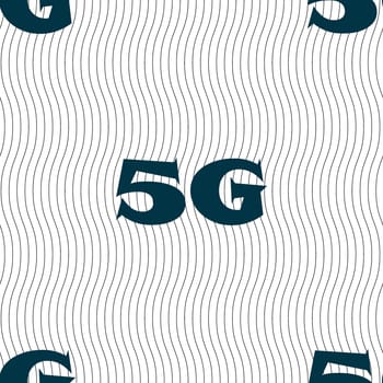 5G sign icon. Mobile telecommunications technology symbol. Seamless pattern with geometric texture. illustration