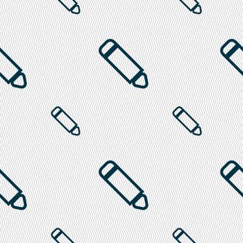 Pen icon sign. Seamless pattern with geometric texture. illustration