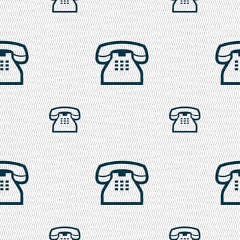 retro telephone handset icon sign. Seamless pattern with geometric texture. illustration