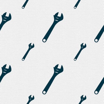 wrench icon sign. Seamless pattern with geometric texture. illustration