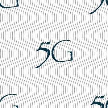 5G sign icon. Mobile telecommunications technology symbol. Seamless pattern with geometric texture. illustration