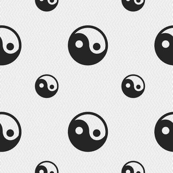 Ying yang icon sign. Seamless pattern with geometric texture. illustration