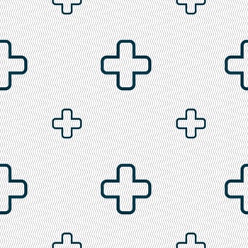 Plus icon sign. Seamless pattern with geometric texture. illustration