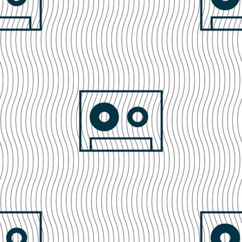 cassette sign icon. Audiocassette symbol. Seamless pattern with geometric texture. illustration