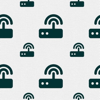 Wi fi router icon sign. Seamless pattern with geometric texture. illustration