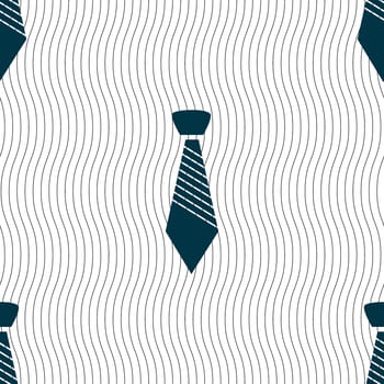 Tie sign icon. Business clothes symbol. Seamless pattern with geometric texture. illustration