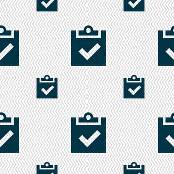 Check mark, tik icon sign. Seamless pattern with geometric texture. illustration