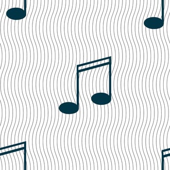 Music note sign icon. Musical symbol. Seamless pattern with geometric texture. illustration