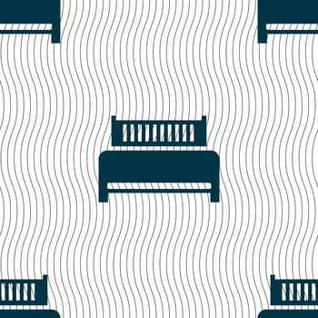 Hotel, bed icon sign. Seamless pattern with geometric texture. illustration