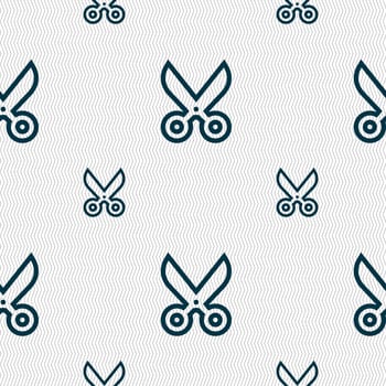 scissors icon sign. Seamless pattern with geometric texture. illustration