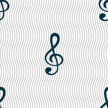 treble clef icon. Seamless pattern with geometric texture. illustration